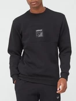 Image of adidas Originals Spirit Icon Crew - Black, Size S, Men