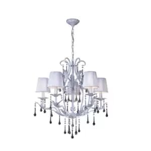 Image of Flur Pendant Round 5 Light E14 White French Gold