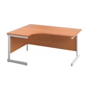 Image of Tc 1600X1200 Single Upright Left Hand Radial Desk Beech-white + Desk High Ped
