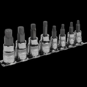 Image of Sealey 8 Piece 1/4" & 3/8" Drive Lock On Hexagon Socket Bit Set Imperial Combination