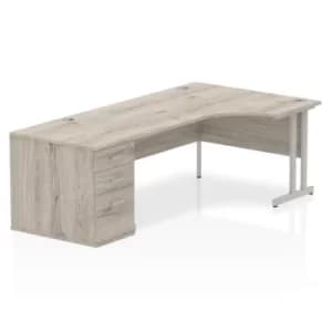 Image of Impulse 1800 Right Hand Cantilever Workstation 800 Pedestal Bundle Grey Oak