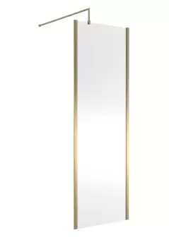 Image of Hudson Reed 700mm Outer Framed Wetroom Screen With Support Bar - Brushed Brass
