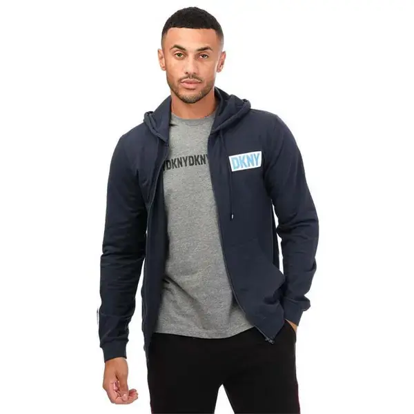 Image of DKNY Iceman Hooded Lounge Top Crew Sweaters S Blue 30264418350