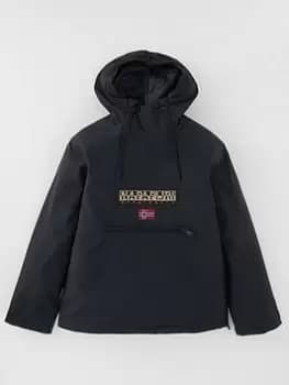 Image of Boys, Napapijri Napapirjri Northfarer Kids Insulated Overhead Pocket Anorak, Black, Size 4 Years