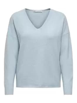 Image of ONLY V-neck Knitted Pullover Women Blue