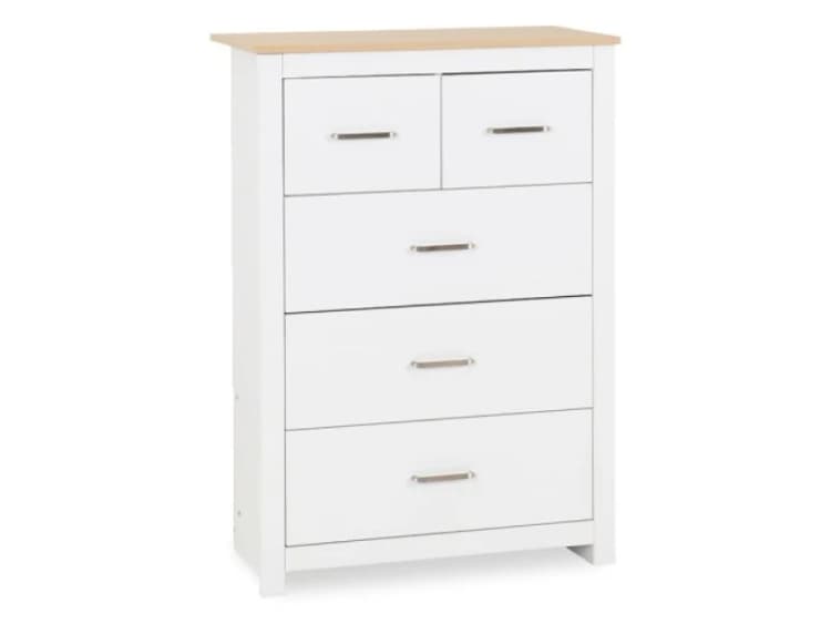 Image of Seconique Portland White and Oak 32 Drawer Chest of Drawers