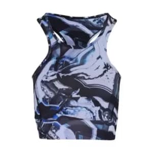 Image of TriDri Womens/Ladies Performance Sports Mid Length Bra (XS) (Black/Blue Marble)