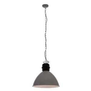 Image of Fresh Dome Pendant Ceiling Lights Grey Industrial, Black Gloss, Metal