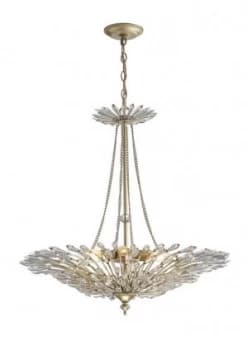 Image of Ceiling Pendant 6 Light E14 Aged Gold, Silver, Crystal