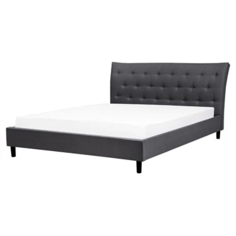 Image of Beliani Bed Fabric Saverne 160 X 200 Cm (Eu King Size) Dark Grey