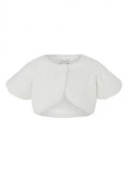 Image of Monsoon Baby Girl Faux Fur Shrug - Ivory, Size 12-18 Months