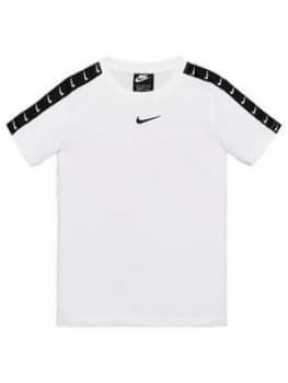 Image of Nike Sportswear Older Boys Swoosh Tape T-Shirt - White