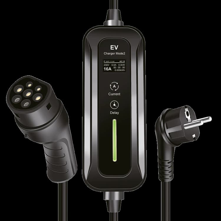 Image of LogiLink Mobile EV loading station. CEE 7/7 to Type 2. 1-phase. 16 A.