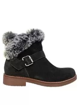 Image of Hush Puppies Hannah Faux Shearling Ankle Boot - Black, Size 4, Women