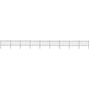 Image of Garden Fence with Hoop Top Steel 15.3x1 m Black Vidaxl Black