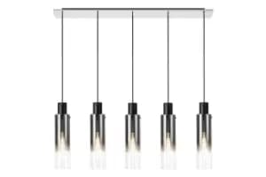 Image of Linear Pendant, 5 Light Adjustable E27, Black, Smoke Fade Glass