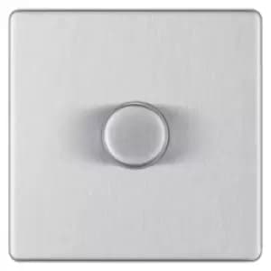 Image of Bg Brushed Steel 400W 1 Gang 2 Way Dimmer - Screwless Flatplate - 286928