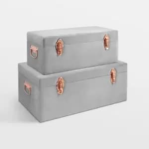 Image of Grey Velvet Trunks - Set of 2