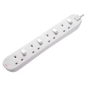 Image of Masterplug Extension Lead 240V 4-Gang 13A White Switched 2m