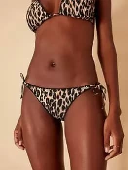 Image of Accessorize Leopard Blanket Stitch Bikini Bottoms, Brown, Size 10, Women
