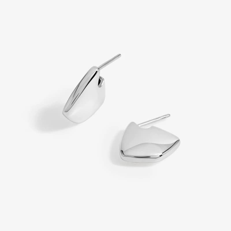 Image of Simply Silver Sterling Silver 925 Polished Angular Hoop Earrings Silver