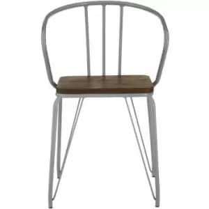 Image of Premier Housewares District Grey Metal and Elm Wood Arm Chair