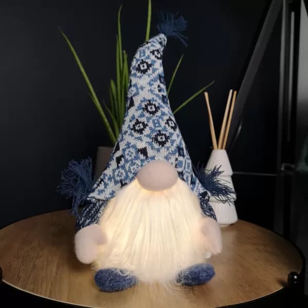 Image of 35cm Battery Operated Light up Sitting Christmas Gonk in Light Blue