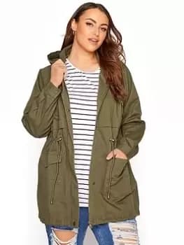 Image of Yours Ladies Washed Cotton Parka - Green, Size 34-36, Women