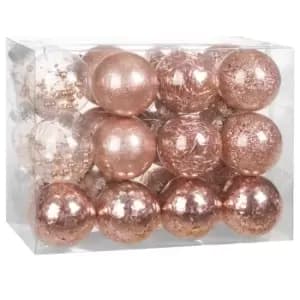 Image of Christmas Tree Baubles 24 Pcs Rose-Gold 8cm