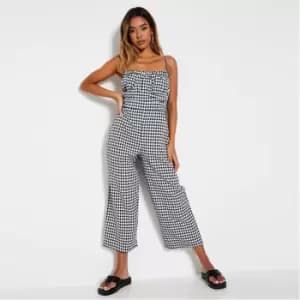 Image of I Saw It First Ruched Bust Cami Strap Culotte Jumpsuit - Black