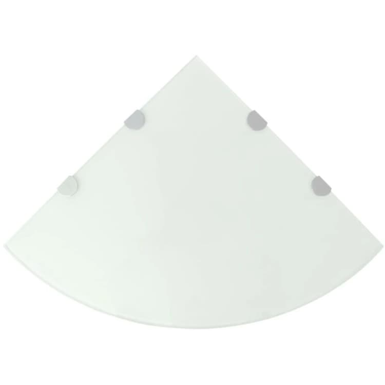 Image of Corner Shelf with Chrome Supports Glass White 45x45 cm