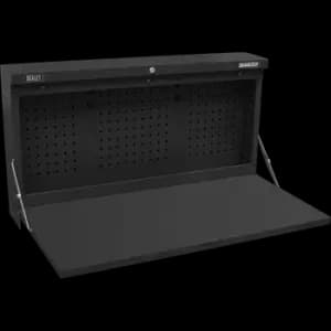 Image of Sealey Wall Mount Fold Down Metal Workbench and Pegboard 1.1m