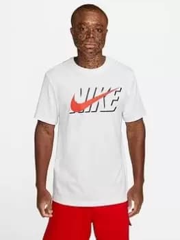 Image of Nike NSW Swoosh Block Logo T-Shirt - White/Black, Size XL, Men