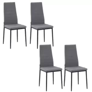 Image of HOMCOM Set Of 4 Dining Chairs Upholstered Fabric Accent Chairs With Metal Legs