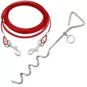 Image of Bunty Large 20ft Pet Tie Out Cable With Metal Stake Red