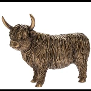 Image of Reflections Bronzed Highland Cow Figurine By Lesser & Pavey