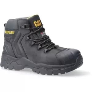 Image of Caterpillar Mens Everett S3 Grain Leather Safety Boots (10 UK) (Black) - Black