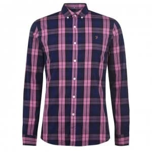 Image of Farah Vintage Farah Mens Brewer Checked Shirt - 668 Dusty Rose