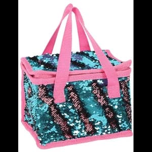 Image of Blue and Pink Reversible Sequin Cooler Bag