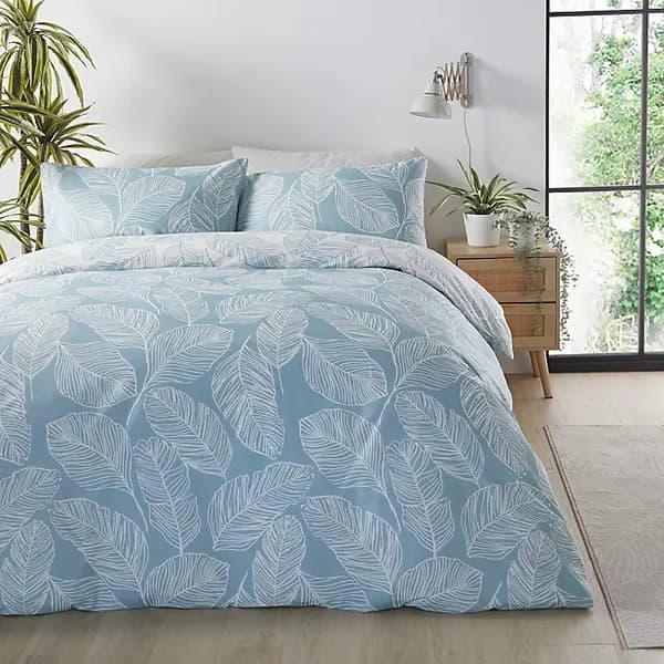 Image of Fusion Matteo Duvet Cover Set - Natural Duck Egg W2GFU Unisex Double,King,Single