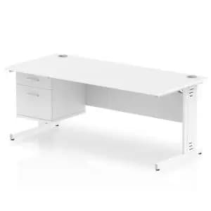 Image of Impulse 1800 Rectangle White Cable Managed Leg Desk White 1 x 2 Drawer