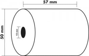 Image of Receipt Rolls 1ply 60g 57x50x12mm 20m PK10