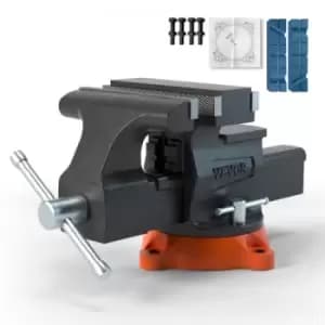 Image of VEVOR Bench Vise, 6.5" Jaw Width 6.5" Forward &9.3" Reverse Opening, 360-Degree Swivel Locking Base Multipurpose Workbench with Anvil, Heavy Duty Duct