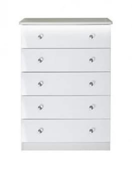Image of Swift Lumiere 5 Drawer Chest With Lights - White Gloss