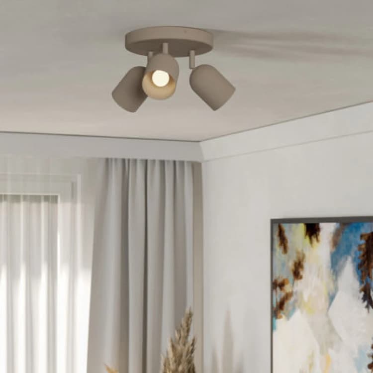Image of EGLO Eglo Tilston Steel Minimalist Triple Ceiling Spotlight, Sandy in Light Sand Light Sand One Size Unisex 9008606359738