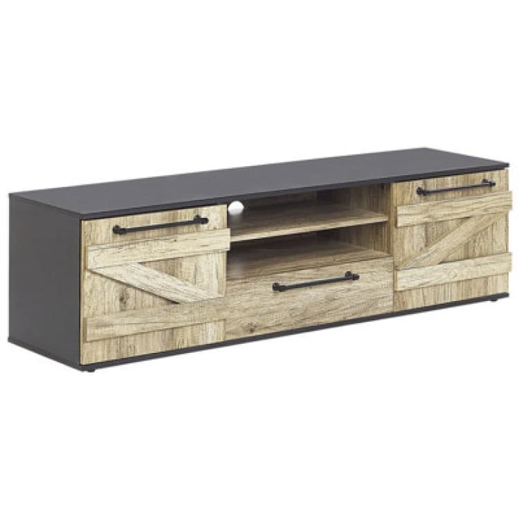 Image of Beliani TV Stand Salter Brown/ Black