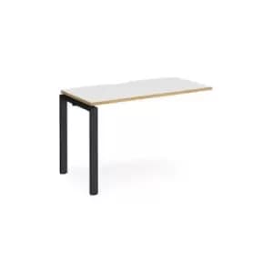 Image of Bench Desk Add On Rectangular Desk 1200mm White/Oak Tops With Black Frames 600mm Depth Adapt