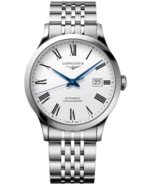 Image of Longines Record White Dial Stainless Steel Mens Watch L2.821.4.11.6 L2.821.4.11.6