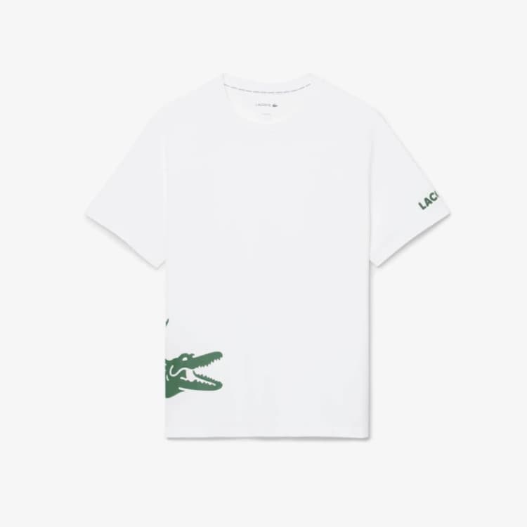 Image of Lacoste Printed Cotton Lounge T-Shirt - White White L