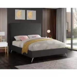 Image of Jelson Bed Double Plush Velvet Steel